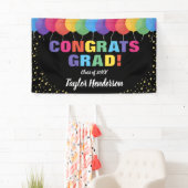 おもしろいカラフルバルーン金ゴールド紙吹雪の卒業 横断幕 (インサイチュ)