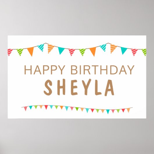 おもしろいカラフルバンティングフラグハッピーバースデーパーティー ポスター (正面)