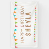 おもしろいカラフルバンティングフラグハッピーバースデー名 横断幕 (縦)