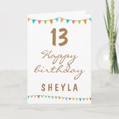 おもしろいカラフルバンティングフラグ子供の誕生日パーティー カード (正面)