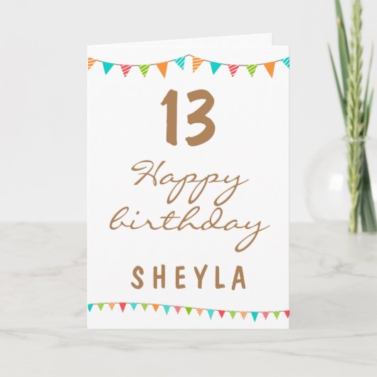 おもしろいカラフルバンティングフラグ子供の誕生日パーティー カード (正面)