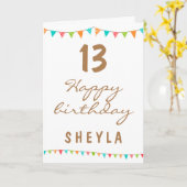 おもしろいカラフルバンティングフラグ子供の誕生日パーティー カード (黄色い花)