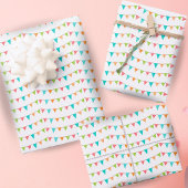 おもしろいカラフルバンティングフラグ誕生日 ラッピングペーパーシート