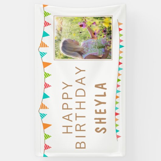 おもしろいカラフルバントのフラグ写真誕生日 横断幕 (縦)