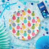 おもしろいカラフルパイナップル模様 ペーパープレート (パーティー)