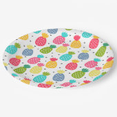 おもしろいカラフルパイナップル模様 ペーパープレート (アングル)