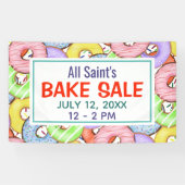 おもしろいカラフルパステルドナッツベイクセール 横断幕 (横)