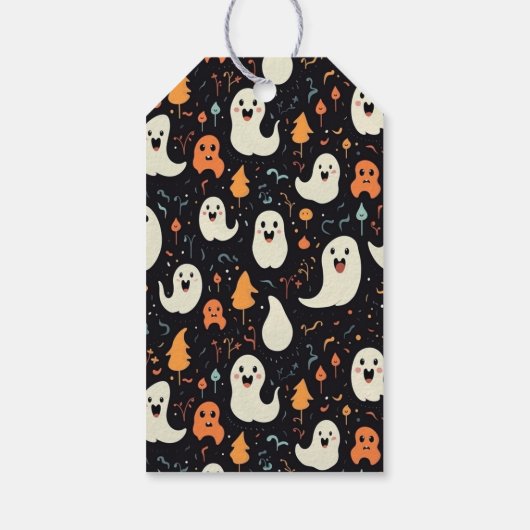 おもしろいカラフルパーソナライズされた幽霊 ギフトタグ (裏面)