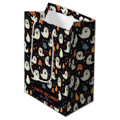 おもしろいカラフルパーソナライズされた幽霊 ミディアムペーパーバッグ (正面アングル)