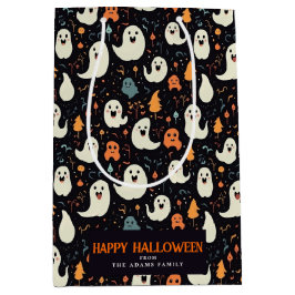 おもしろいカラフルパーソナライズされた幽霊 ミディアムペーパーバッグ