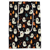 おもしろいカラフルパーソナライズされた幽霊 ミディアムペーパーバッグ (裏面)