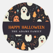 おもしろいカラフルパーソナライズされた幽霊 ラウンドシール (正面)