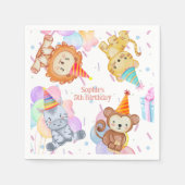 おもしろいカラフルパーティーアニマルズサファリ誕生日 スタンダードカクテルナプキン (正面)