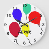 おもしろいカラフルパーティーバルーン子供の壁時計 ラージ壁時計 (正面)