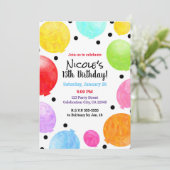 おもしろいカラフルパーティーバルーン誕生祝い 招待状 (スタンド正面)