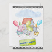 おもしろいカラフルパーティー動物誕生日 招待状 (裏面)