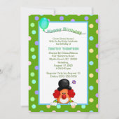 おもしろいカラフルピエロ誕生会 招待状 (正面)