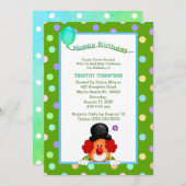 おもしろいカラフルピエロ誕生会 招待状 (正面/裏面)