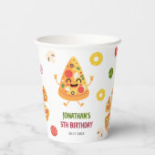 おもしろいカラフルピザパーティー子供の誕生日 紙コップ (裏面)