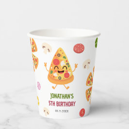 おもしろいカラフルピザパーティー子供の誕生日 紙コップ