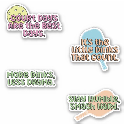 おもしろいカラフルピックボール選手ステッカーパック シール (正面)