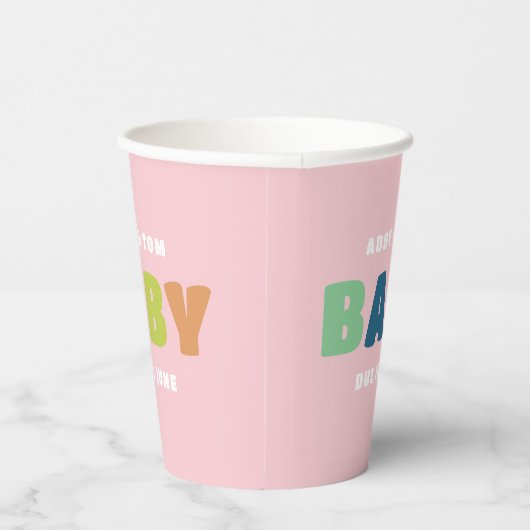 おもしろいカラフルピンクはっきりしたの赤ちゃんシャワー 紙コップ (右)