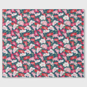 おもしろいカラフルピンクレッド花柄ギフト ラッピングペーパー (フラット)