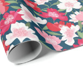 おもしろいカラフルピンクレッド花柄ギフト ラッピングペーパー (ロールコーナー)
