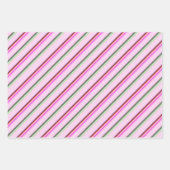 おもしろいカラフルピンク&グリーンネオンストライプキャンディーケーン ラッピングペーパーシート (正面3)