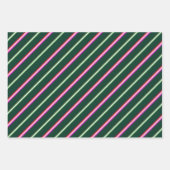 おもしろいカラフルピンク&グリーンネオンストライプキャンディーケーン ラッピングペーパーシート (正面)