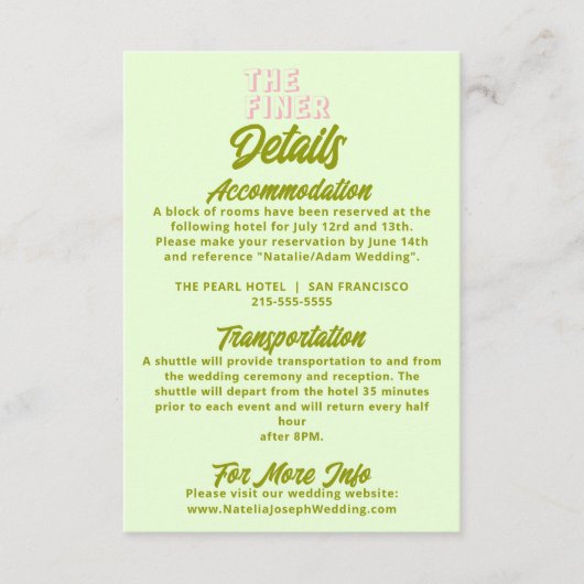 おもしろいカラフルファンキーモダン結婚レトロ詳細 エンクロージャーカード (正面)