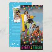 おもしろいカラフルフェスティバルクリスマスライトグローフォト シーズンカード (正面/裏面)