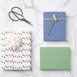 おもしろいカラフルフェスティバルパーティー列ライトパターン ラッピングペーパーシート