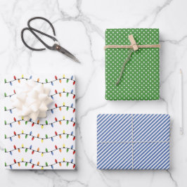 おもしろいカラフルフェスティバルパーティー列ライトパターン ラッピングペーパーシート