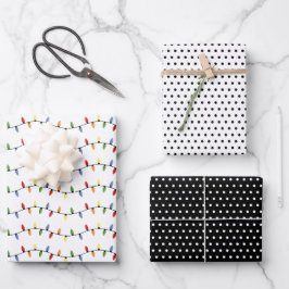 おもしろいカラフルフェスティバルパーティー列ライトパターン ラッピングペーパーシート