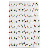 おもしろいカラフルフェスティバルホリデーツリーライトパターン ミディアムペーパーバッグ (正面)