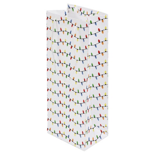 おもしろいカラフルフェスティバルホリデーツリーライトパターン ワインギフトバッグ (裏面アングル)