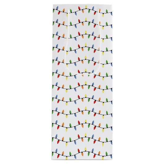 おもしろいカラフルフェスティバルホリデーツリーライトパターン ワインギフトバッグ (正面)