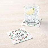 おもしろいカラフルフェスティバルライツメリークリスマスパーティー スクエアペーパーコースター (インサイチュ)