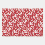 おもしろいカラフルフォークアートパルトリッジズクリスマス ラッピングペーパーシート (正面3)