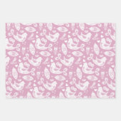 おもしろいカラフルフォークアートパルトリッジズクリスマス ラッピングペーパーシート (正面2)