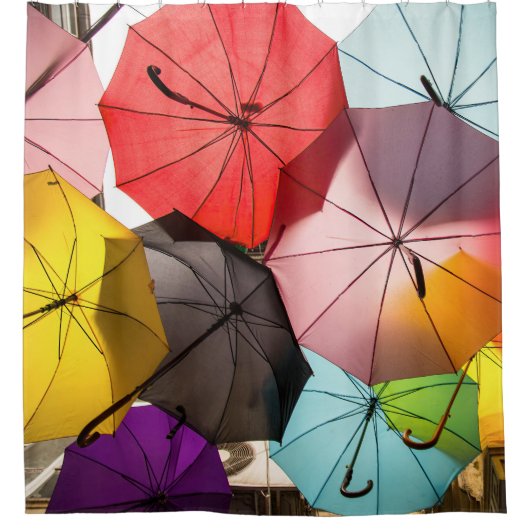 おもしろいカラフルフローティング傘 シャワーカーテン (正面)