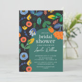 おもしろいカラフルフローラのブライダルシャワー招待 招待状 (スタンド正面)