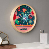 おもしろいカラフルフローラパーソナライズされた吸光時計 壁時計