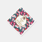 おもしろいカラフルフローラ任意の年齢のカスタム写真誕生日 スタンダードカクテルナプキン (角)