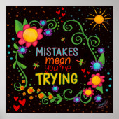 おもしろいカラフルフローラ感動的ミス引用文 ポスター (正面)