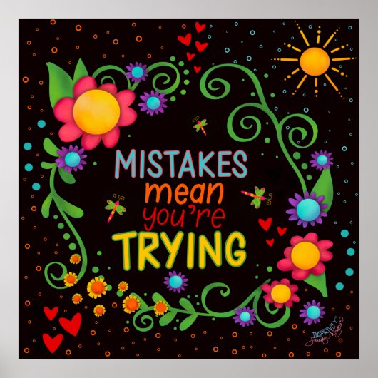 おもしろいカラフルフローラ感動的ミス引用文 ポスター (正面)