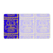 おもしろいカラフルフール青い黄色のジグザグ模様 ラベル (正面)