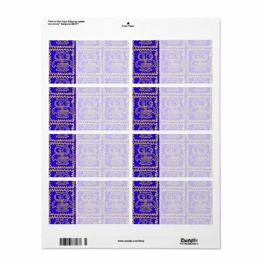 おもしろいカラフルフール青い黄色のジグザグ模様 ラベル (フルシート)