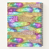 おもしろいカラフルブラシストロフェイクークユニコーングリッター ノートブック (裏面)